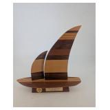 Wooden Sailboat Trophy - 1995 Vice Commodore John Brant