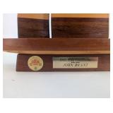 Wooden Sailboat Trophy - 1995 Vice Commodore John Brant