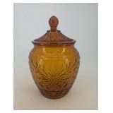Amber Glass Candy Jar With Lid