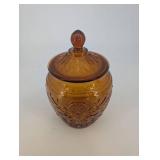 Amber Glass Candy Jar With Lid