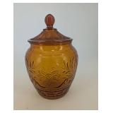 Amber Glass Candy Jar With Lid