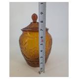 Amber Glass Candy Jar With Lid