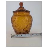 Amber Glass Candy Jar With Lid