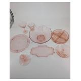 Pink Depression Glass Serving Pieces (Lot of 8)