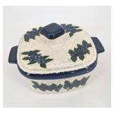 Ceramic Casserole Dish & Footed Bowl Blueberry Pattern Mixed Lot