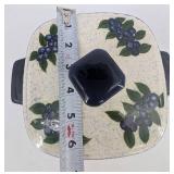 Ceramic Casserole Dish & Footed Bowl Blueberry Pattern Mixed Lot