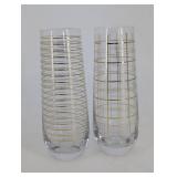 Vintage gold stripe mid century glass tumblers