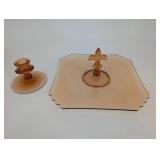 Amber Glass Serving Pieces Mixed Lot - 8 Pieces