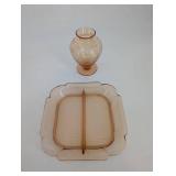 Amber Glass Serving Pieces Mixed Lot - 8 Pieces