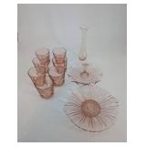 Pink Glassware Set - Arcoroc 9-Piece Mixed Lot