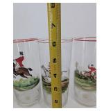 Hunting Glasses Set of 5 Equestrian Scene Tumblers