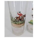 Hunting Glasses Set of 5 Equestrian Scene Tumblers
