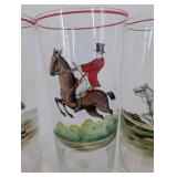 Hunting Glasses Set of 5 Equestrian Scene Tumblers