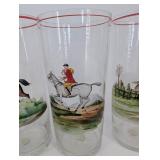 Hunting Glasses Set of 5 Equestrian Scene Tumblers