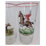 Hunting Glasses Set of 5 Equestrian Scene Tumblers