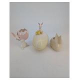 vintage Ceramic Easter Bunny & Chick Egg Holders (Lot of 3)