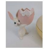 vintage Ceramic Easter Bunny & Chick Egg Holders (Lot of 3)