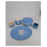 Camark Pottery Blue Floral Serveware (Lot of 5)