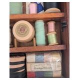 Vintage Sewing Thread Display Box - Coats & Clark, J & P Coats, Mermaid Pearls & Luckyday