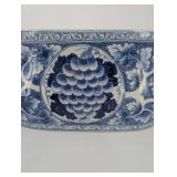 Blue and White Porcelain Oval Planter Cachepot
