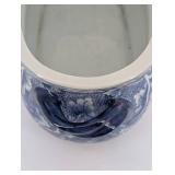 Blue and White Porcelain Oval Planter Cachepot