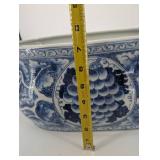 Blue and White Porcelain Oval Planter Cachepot