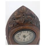 Vintage Wooden Mantel Clock - Carved Floral Case