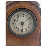 Vintage Wooden Mantel Clock - Carved Floral Case