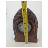 Vintage Wooden Mantel Clock - Carved Floral Case
