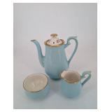Tea Set - Hall China Blue Bell Dec. 80 Pink 3-Piece