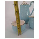 Tea Set - Hall China Blue Bell Dec. 80 Pink 3-Piece