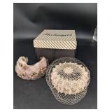Vintage Bridal Lace Headpieces in Hat Box (Lot of 2)