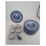 Vintage Liberty Blue Dinner Plates & Cups (Lot of 18)