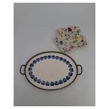 Floral Porcelain Serving Tray & Leaf Dish