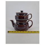 Vintage Brown Stoneware Teapot Set Made in USA