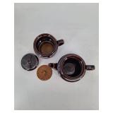 Vintage Brown Stoneware Teapot Set Made in USA