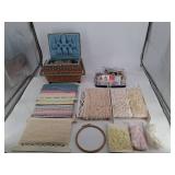 Sewing Basket, Thread & Notions Mixed Lot