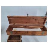 Estate Mixed Lot Wooden Box, Wicker Basket, Lighthouse Decor & Candle Holders