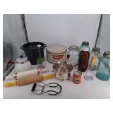 Vintage Estate Kitchenware Mixed Lot Angelus Marshmallows Tin & Folgers Coffee Can