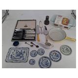 Mixed Estate Lot Blue & White Transferware, Silverplate, OXO Loaf Pan