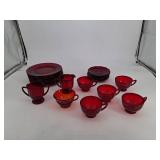 Ruby Red Glass Cup & Plate Set