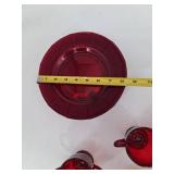 Ruby Red Glass Cup & Plate Set