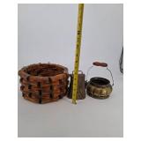 Vintage Rustic Hanging Basket Bell & Brass Kettle Mixed Lot