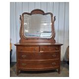 Antique Victorian Oak Dresser With Mirror