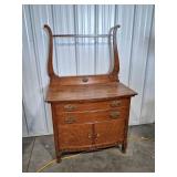 Antique Victorian Oak Sideboard Mirror Back