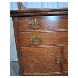Antique Victorian Oak Sideboard Mirror Back