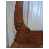 Antique Victorian Oak Sideboard Mirror Back