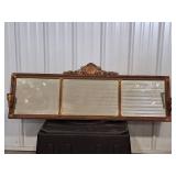 Antique Ornate Three-Panel Mirror 50in W X 14.5in H