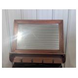 Wooden Wall Mirror With Hooks 28 W X 24.5 H