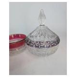 Vintage Ruby Flash Glass Dessert Set (Lot of 7)